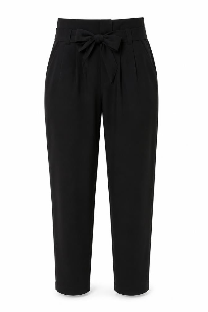 Lipsy Women’s Black Size 8 Paperbag Trousers with Belted Tie Waist