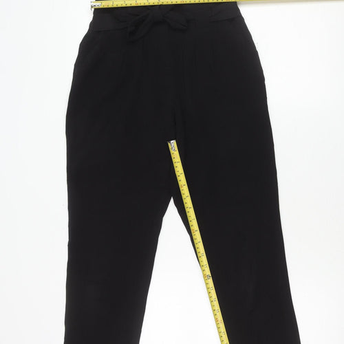 Lipsy Women’s Black Size 8 Paperbag Trousers with Belted Tie Waist