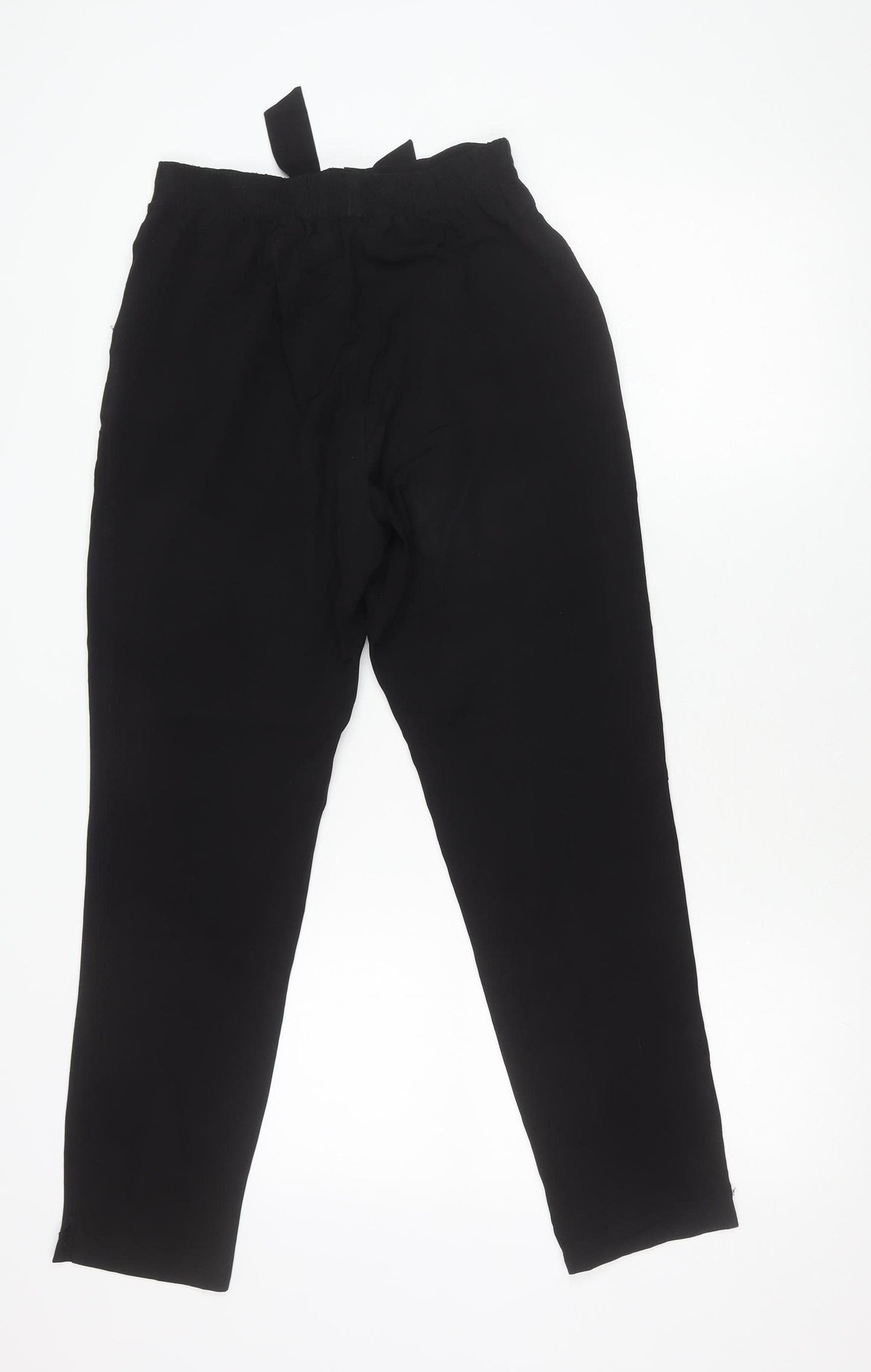 Lipsy Women’s Black Size 8 Paperbag Trousers with Belted Tie Waist