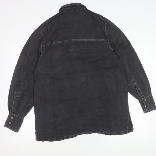 Topshop Womens Black Button-Up Shirt Long Sleeve UK 12 Casual
