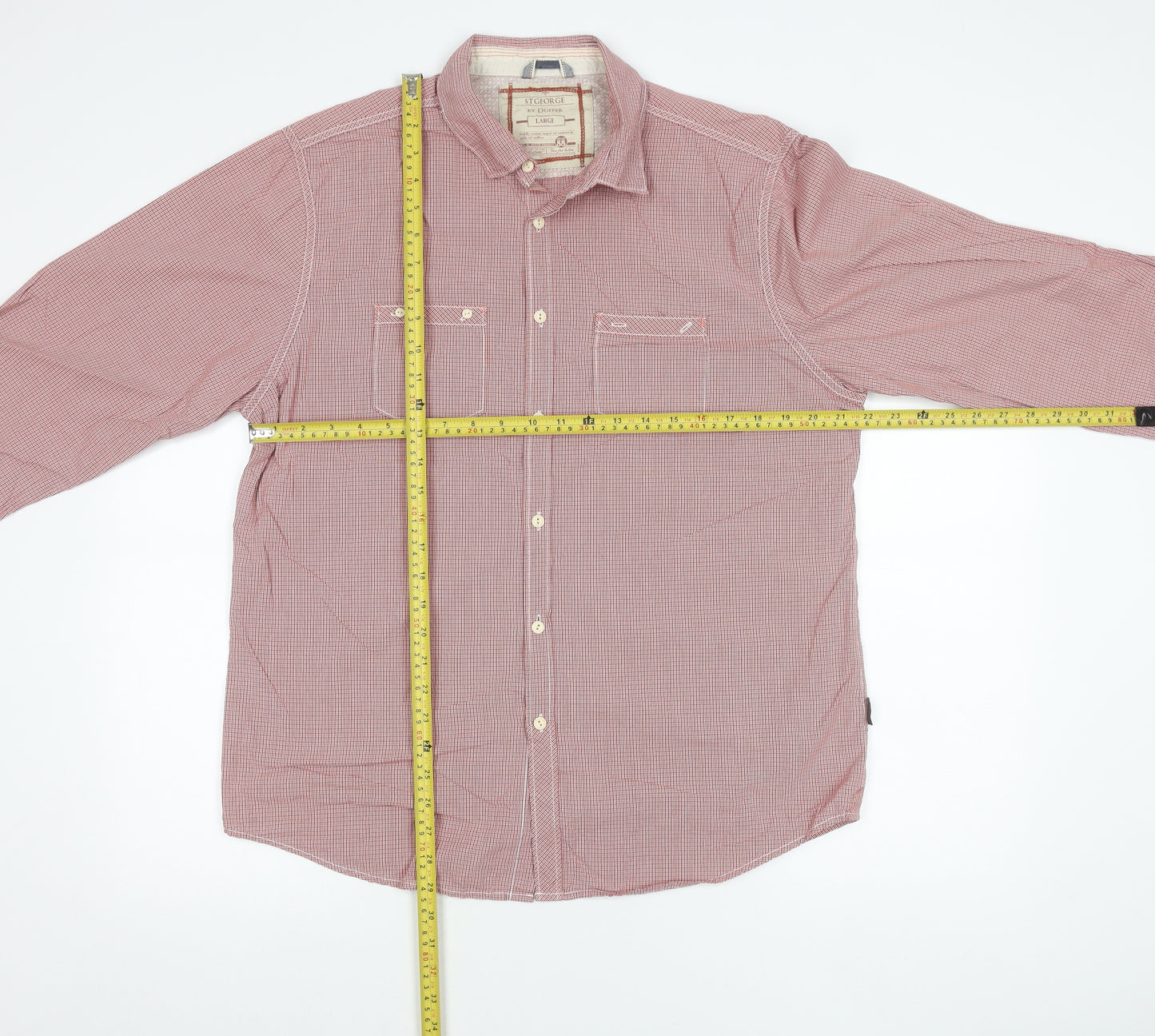 St George by Duffer Mens Red Check Long Sleeve Shirt Size L