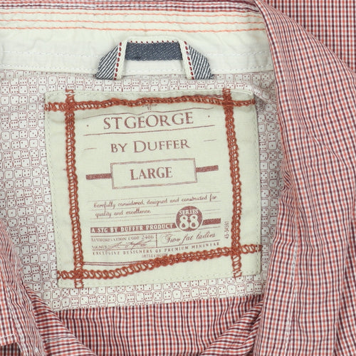 St George by Duffer Mens Red Check Long Sleeve Shirt Size L