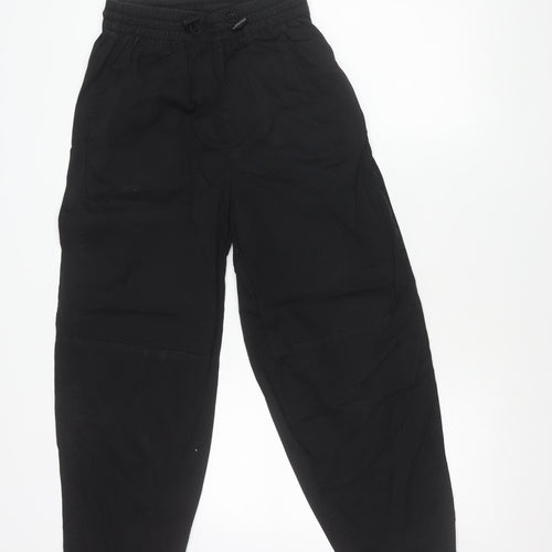 H&M Girls Black Jogger Trousers Size 6 Cotton Elastic Waist Casual