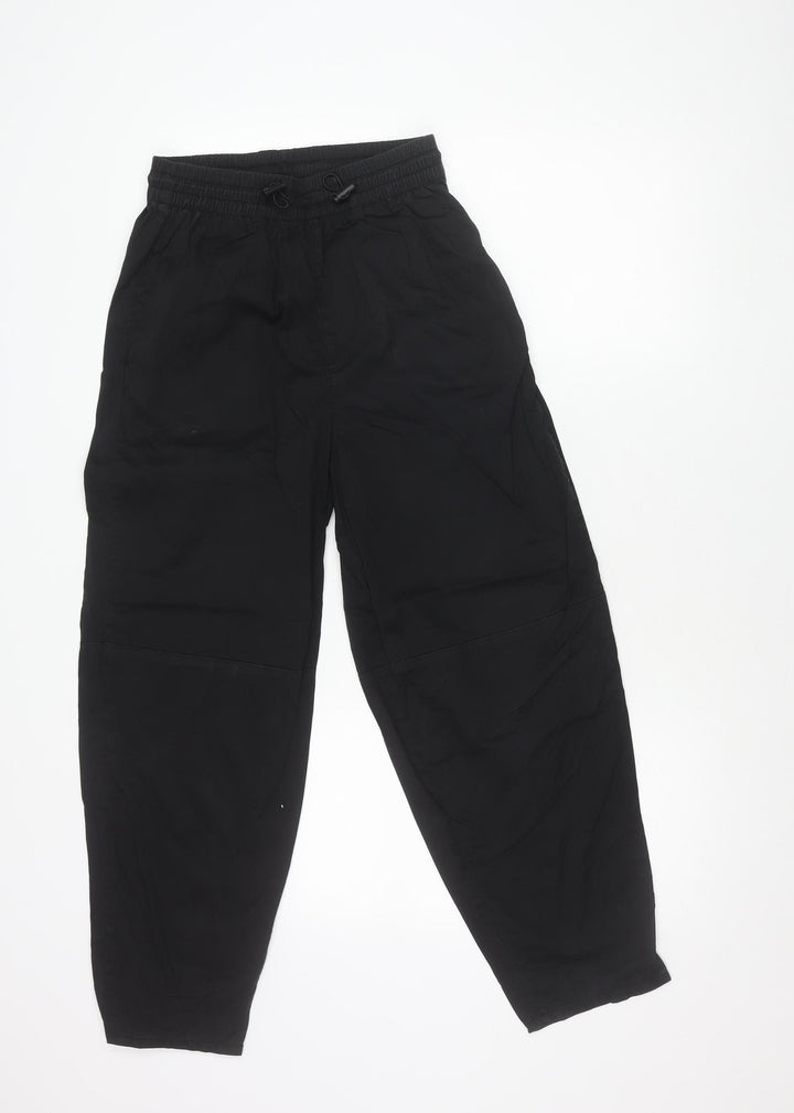 H&M Girls Black Jogger Trousers Size 6 Cotton Elastic Waist Casual