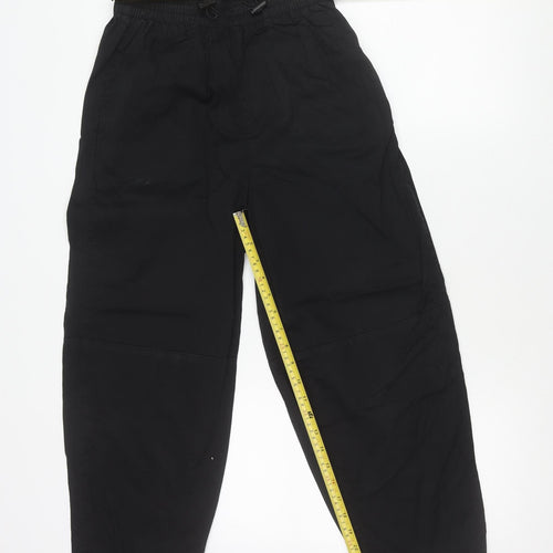 H&M Girls Black Jogger Trousers Size 6 Cotton Elastic Waist Casual