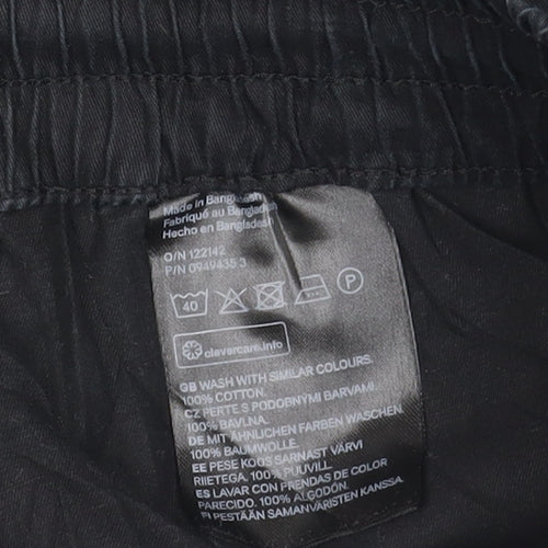 H&M Girls Black Jogger Trousers Size 6 Cotton Elastic Waist Casual