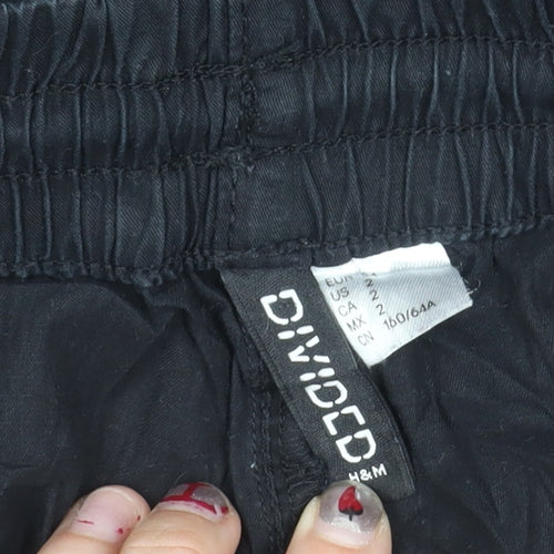 H&M Girls Black Jogger Trousers Size 6 Cotton Elastic Waist Casual
