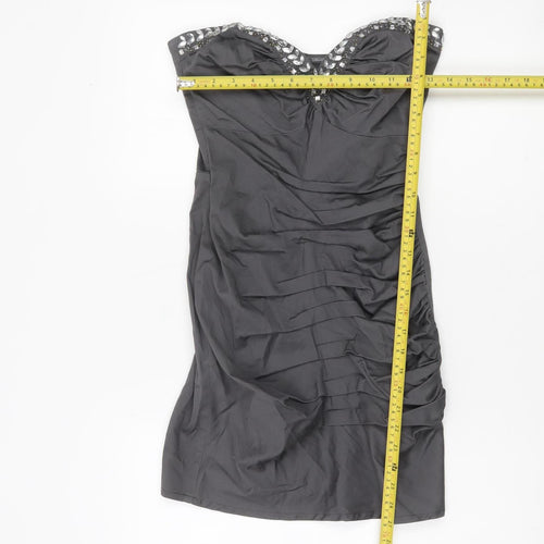 Lipsy Women’s Grey Strapless Bodycon Party Dress Size 8