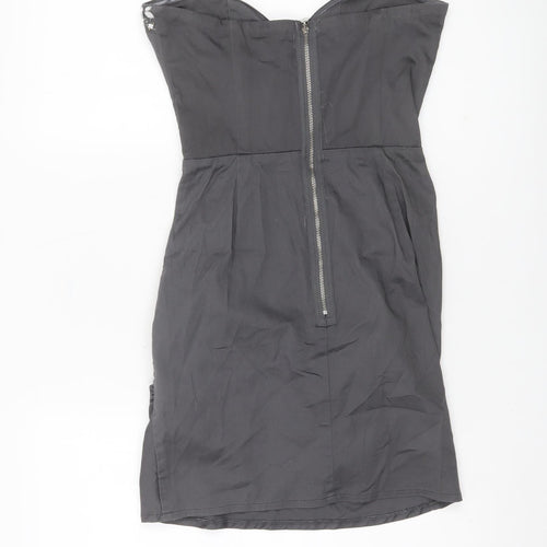 Lipsy Women’s Grey Strapless Bodycon Party Dress Size 8