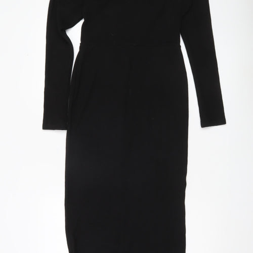 ASOS Women’s Black Bodycon Midi Dress Size 8-10 Long Sleeve