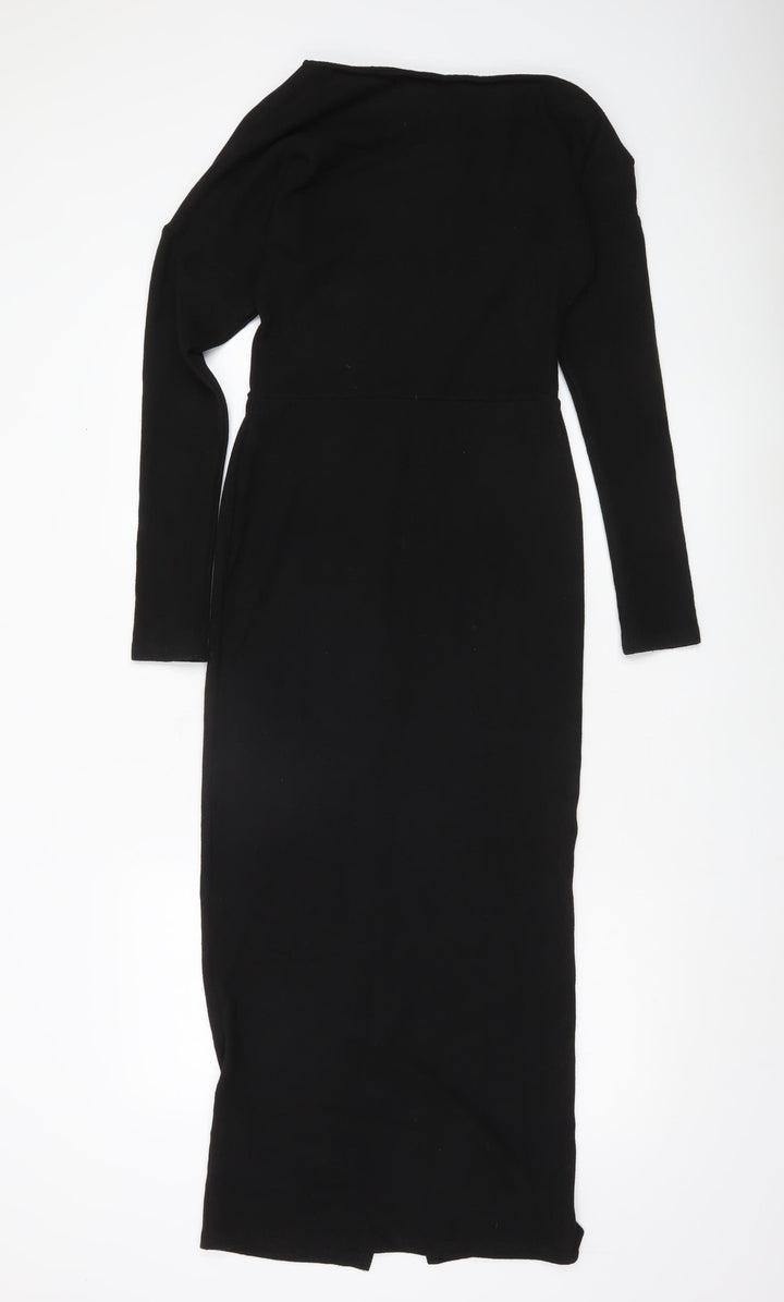 ASOS Women’s Black Bodycon Midi Dress Size 8-10 Long Sleeve