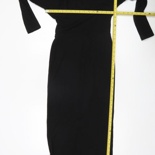 ASOS Women’s Black Bodycon Midi Dress Size 8-10 Long Sleeve