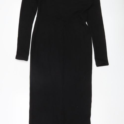 ASOS Women’s Black Bodycon Midi Dress Size 8-10 Long Sleeve
