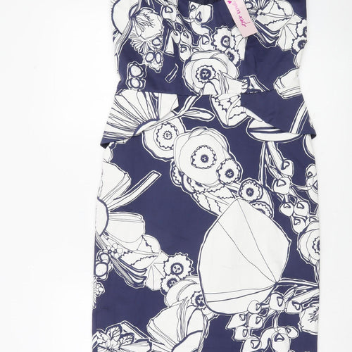 Marks and Spencer Women Blue Floral Sheath Dress Size 12