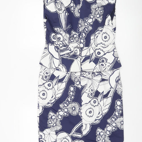 Marks and Spencer Women Blue Floral Sheath Dress Size 12