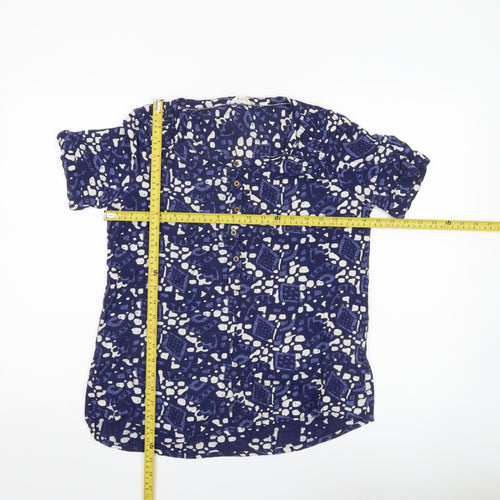 Fat Face Womens Blue Patterned Tunic Blouse Size 12 Viscose