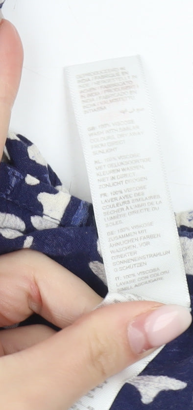 Fat Face Womens Blue Patterned Tunic Blouse Size 12 Viscose