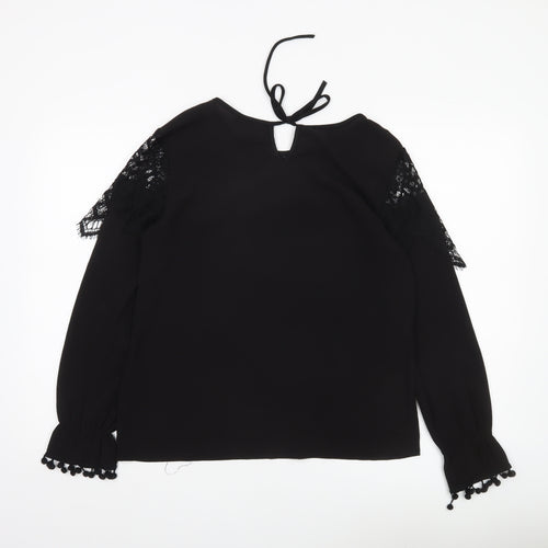 Boohoo Womens Black Lace Long Sleeve Tunic Blouse Size 12
