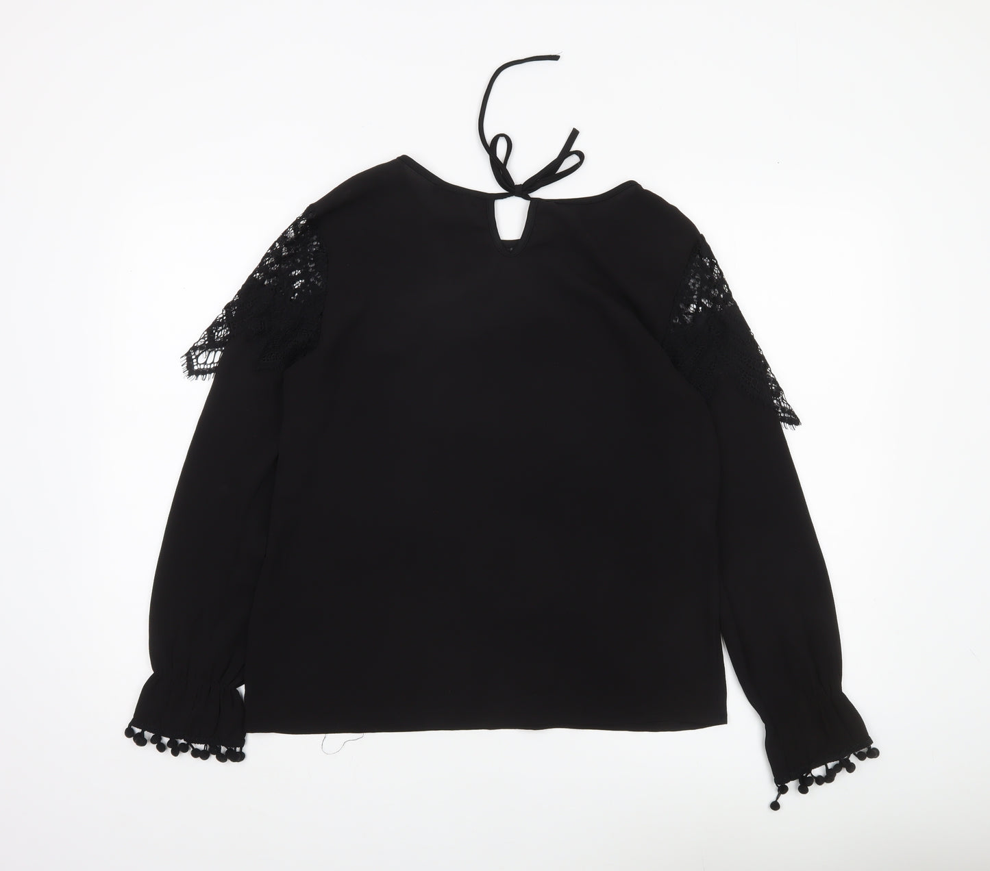 Boohoo Womens Black Lace Long Sleeve Tunic Blouse Size 12