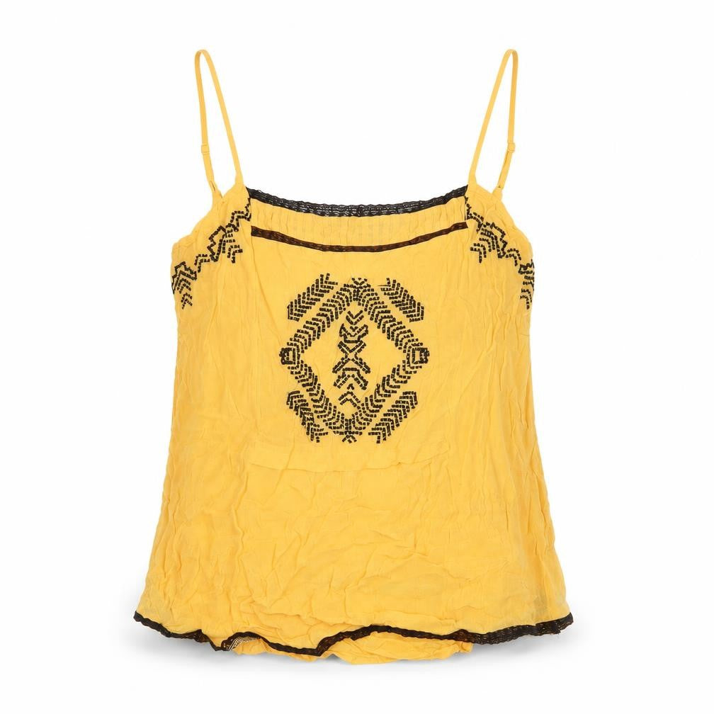 Hush Womens Yellow Embroidered Camisole Spaghetti Strap Tank Top Size 8