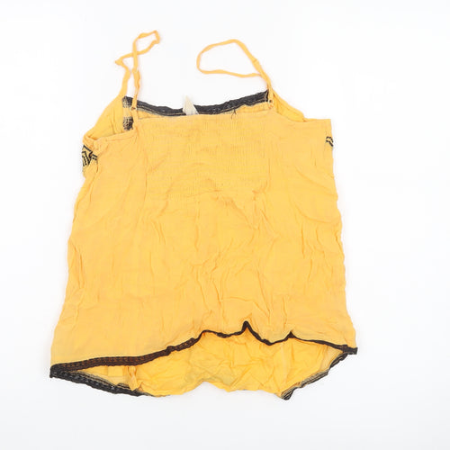 Hush Womens Yellow Embroidered Camisole Spaghetti Strap Tank Top Size 8