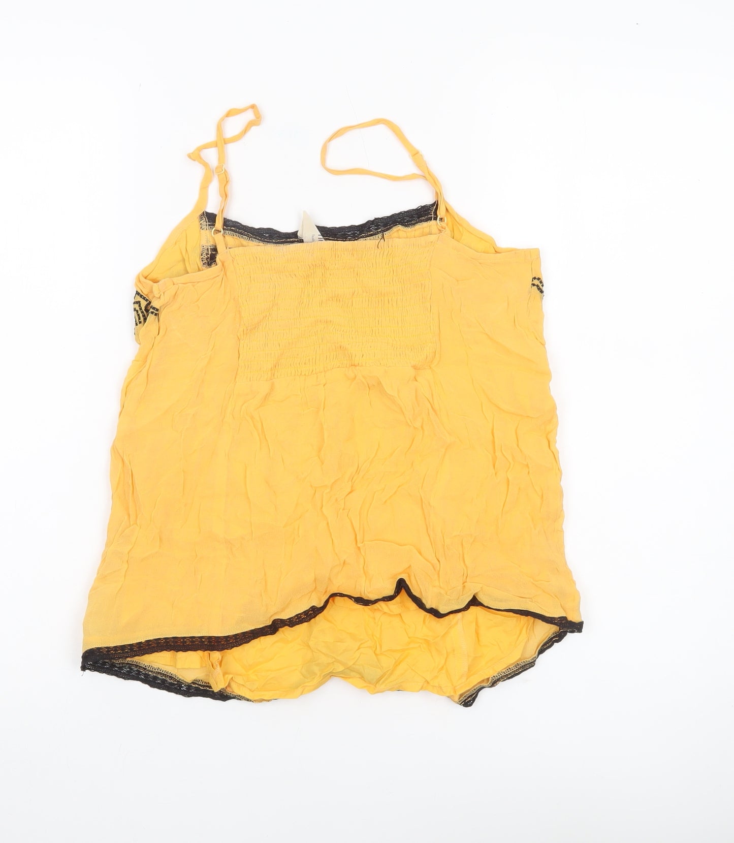 Hush Womens Yellow Embroidered Camisole Spaghetti Strap Tank Top Size 8