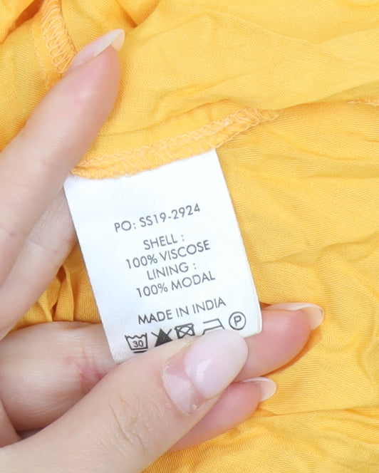 Hush Womens Yellow Embroidered Camisole Spaghetti Strap Tank Top Size 8