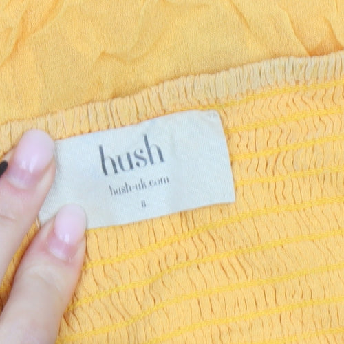 Hush Womens Yellow Embroidered Camisole Spaghetti Strap Tank Top Size 8