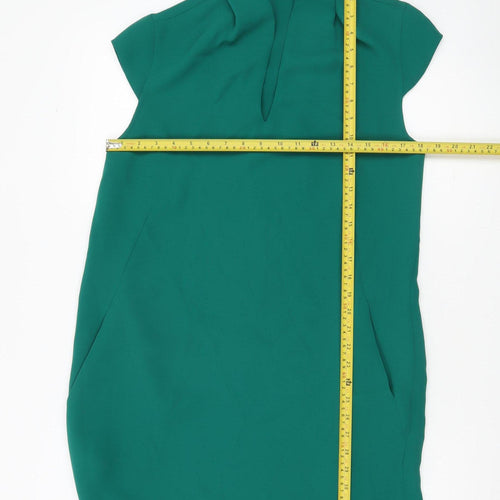 Whistles Women’s Green Shift Knee Length Dress Size 10 Short Sleeve