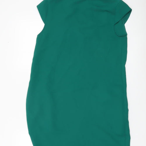 Whistles Women’s Green Shift Knee Length Dress Size 10 Short Sleeve