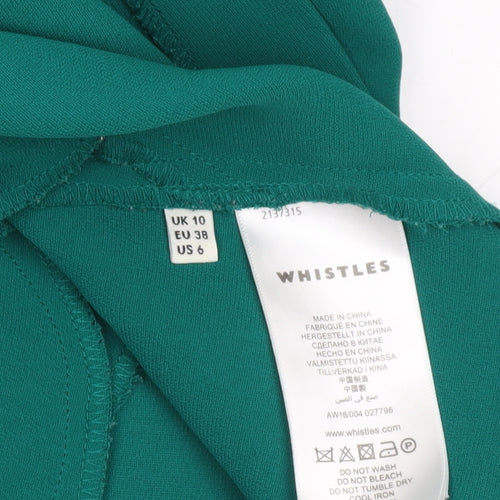Whistles Women’s Green Shift Knee Length Dress Size 10 Short Sleeve