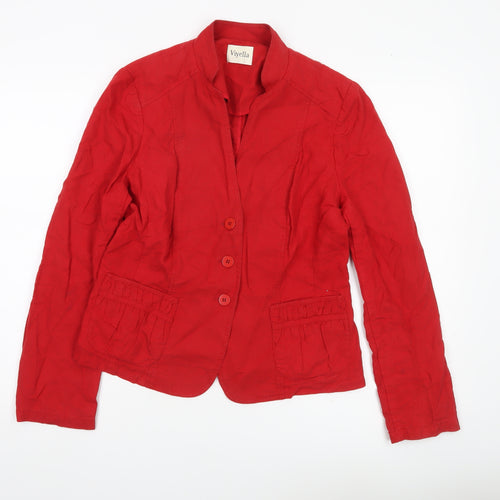 Viyella Womens Red Linen Blend Blazer UK 10 Single Breasted