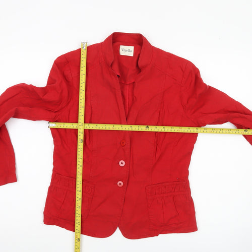 Viyella Womens Red Linen Blend Blazer UK 10 Single Breasted