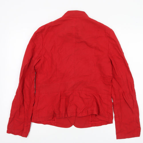 Viyella Womens Red Linen Blend Blazer UK 10 Single Breasted