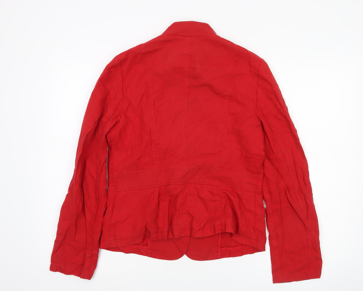 Viyella Womens Red Linen Blend Blazer UK 10 Single Breasted