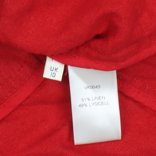 Viyella Womens Red Linen Blend Blazer UK 10 Single Breasted