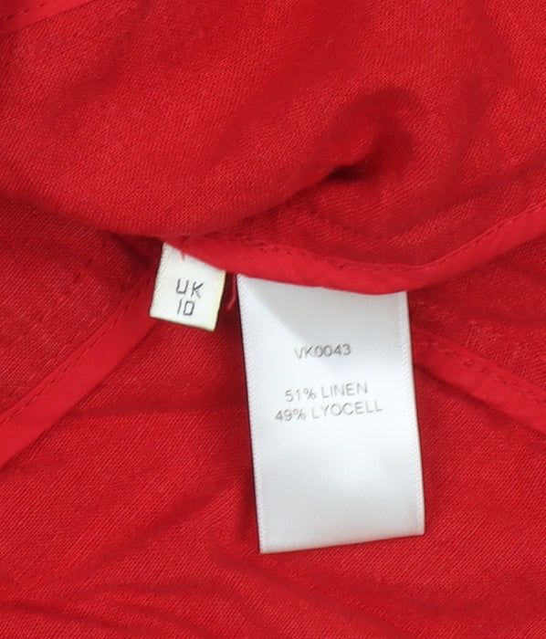 Viyella Womens Red Linen Blend Blazer UK 10 Single Breasted
