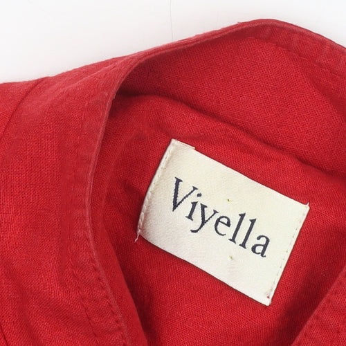 Viyella Womens Red Linen Blend Blazer UK 10 Single Breasted