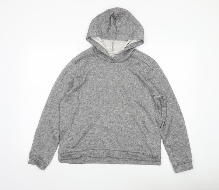 H&M Girls Grey Glitter Pullover Hoodie Size 12 Years Cotton Blend