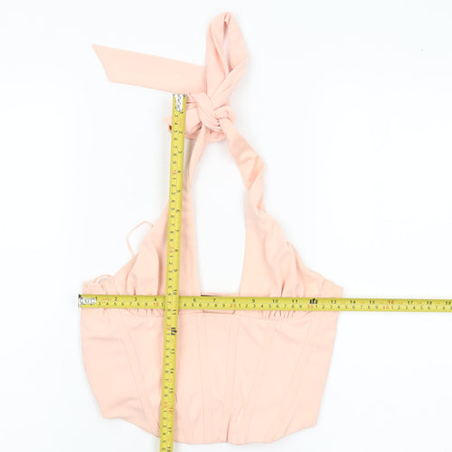 Zara Women Pink Halter Cropped Tank Top Size 12 Polyester