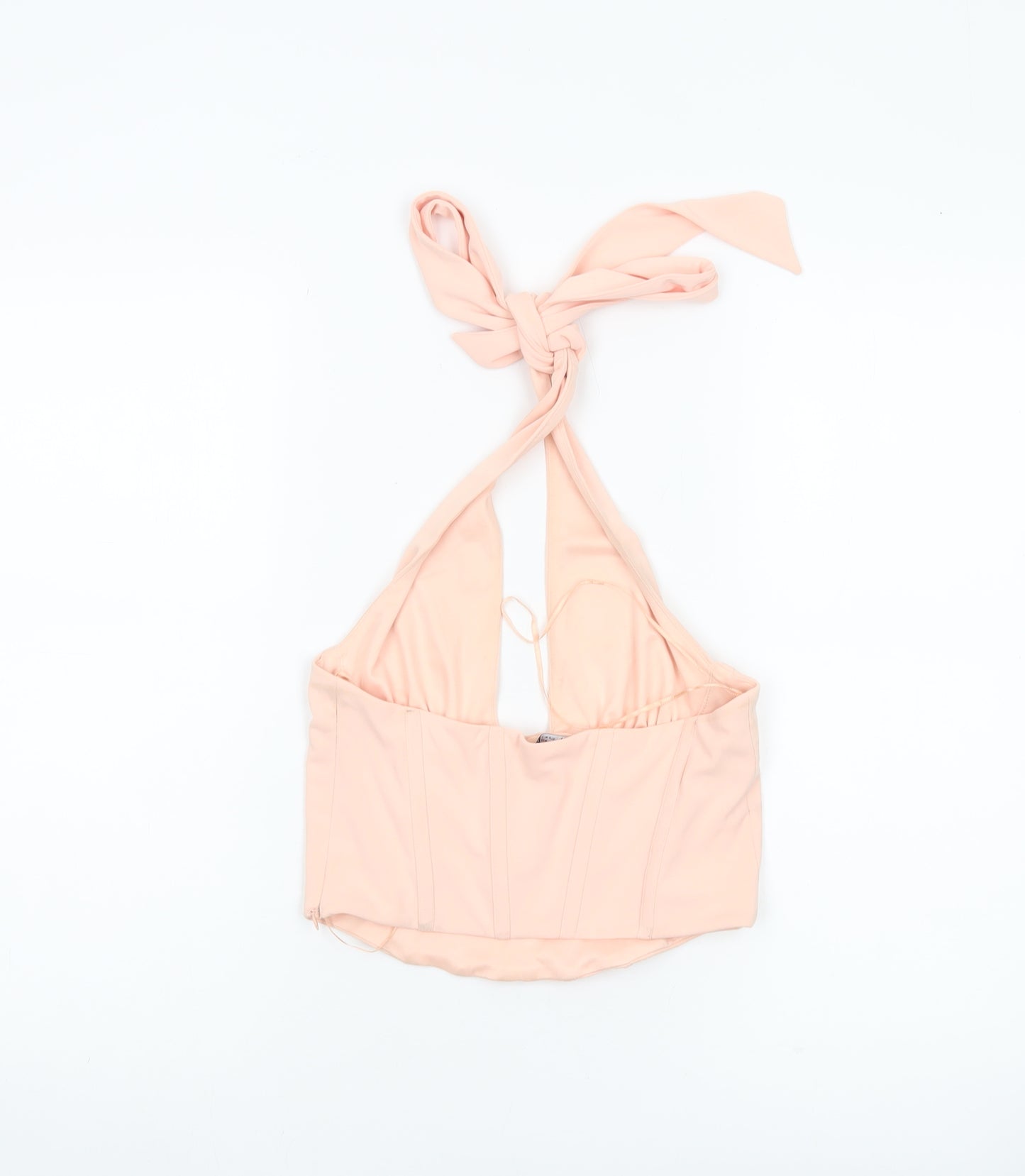 Zara Women Pink Halter Cropped Tank Top Size 12 Polyester
