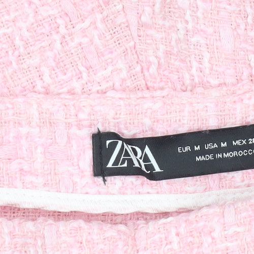Zara Women Pink Wrap Bouclé Shorts Size 12 High Waist
