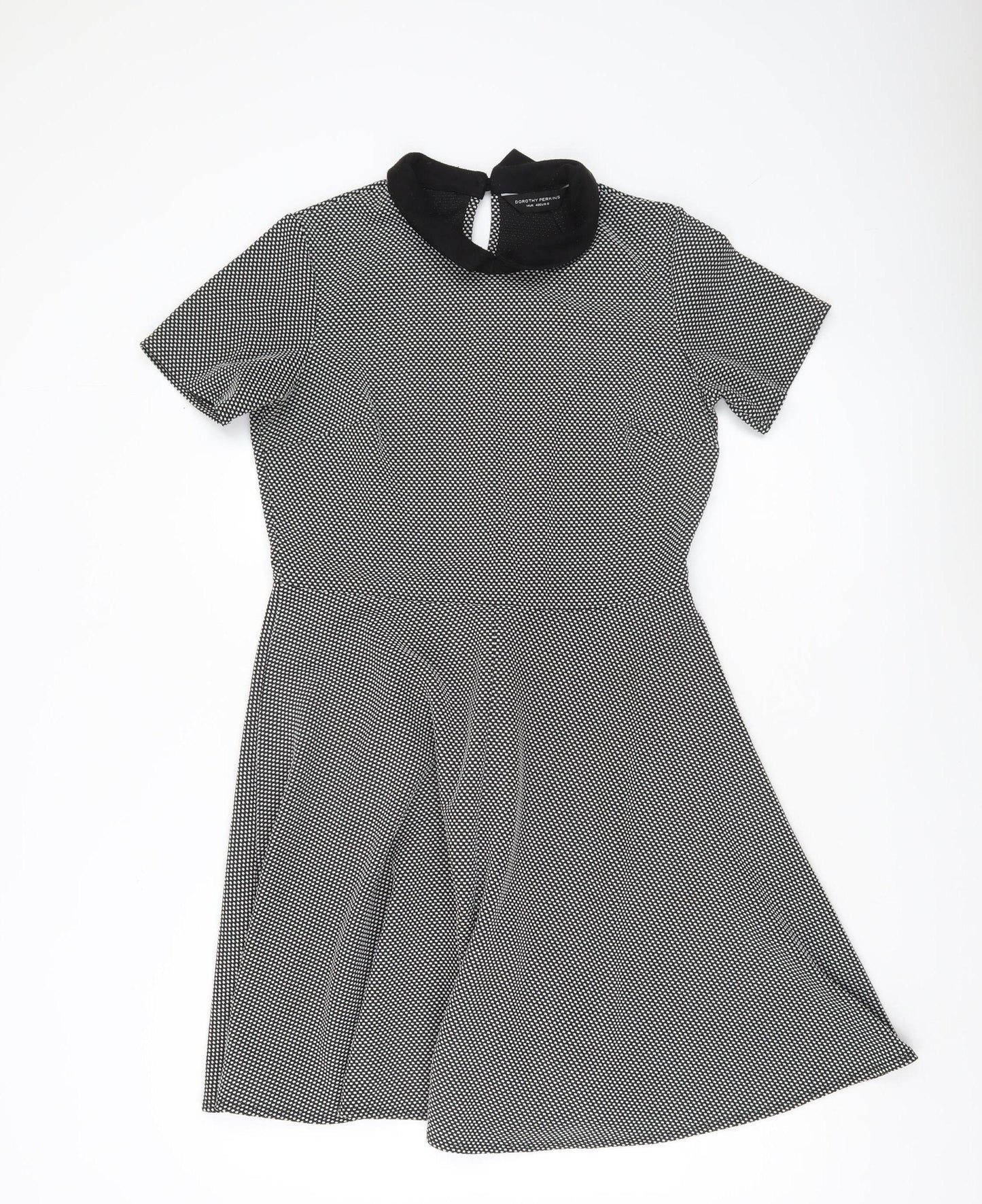 Dorothy Perkins Women’s Black Collared Skater Dress Size 14