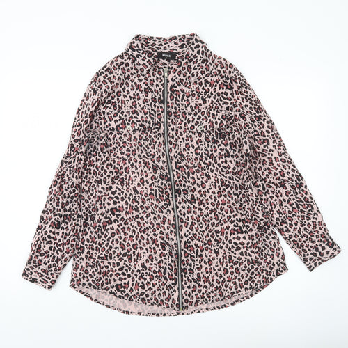 Klass Women’s Pink Animal Print Button-Up Blouse Size 10