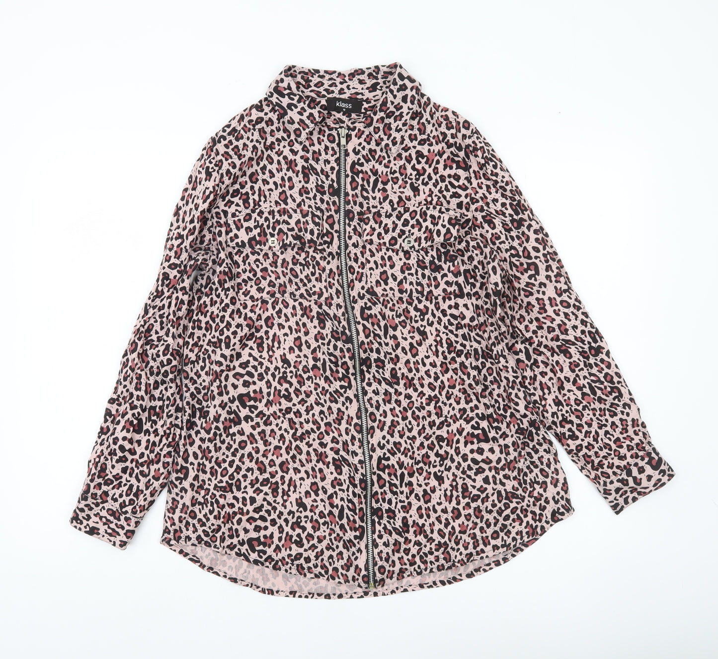 Klass Women’s Pink Animal Print Button-Up Blouse Size 10