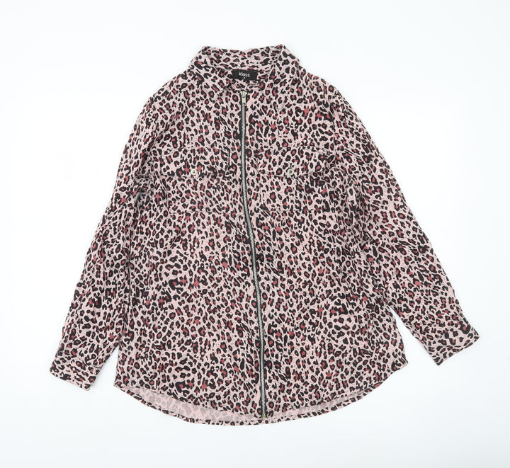Klass Women’s Pink Animal Print Button-Up Blouse Size 10