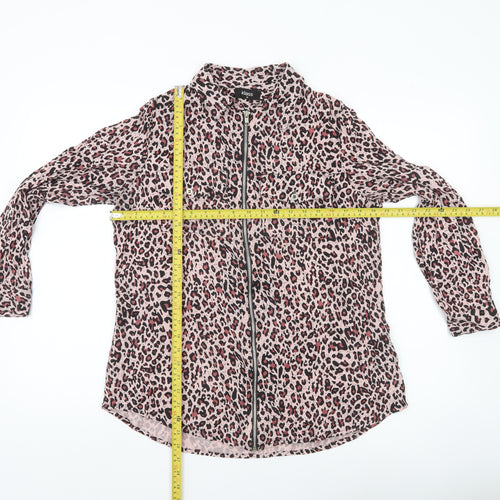 Klass Women’s Pink Animal Print Button-Up Blouse Size 10
