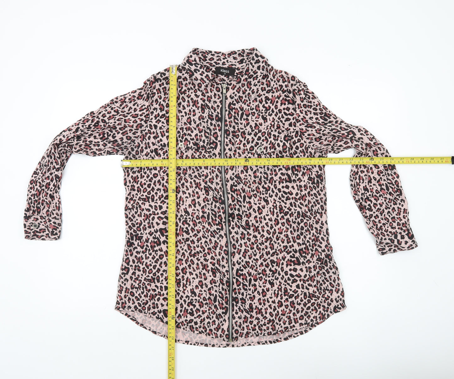 Klass Women’s Pink Animal Print Button-Up Blouse Size 10