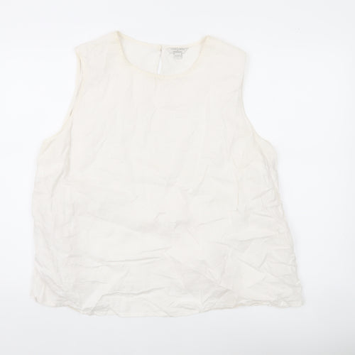 Monsoon Women Ivory Linen Sleeveless Blouse Size 22