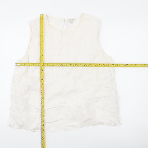 Monsoon Women Ivory Linen Sleeveless Blouse Size 22